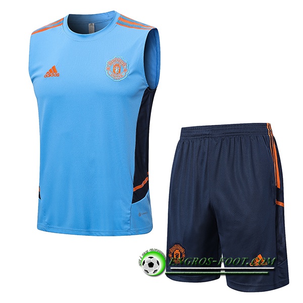 Ensemble Training T-Shirts + Shorts Manchester United Bleu Clair 2022/2023