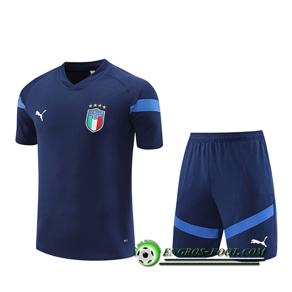 Ensemble Training T-Shirts + Shorts Italie Bleu Marine 2022/2023