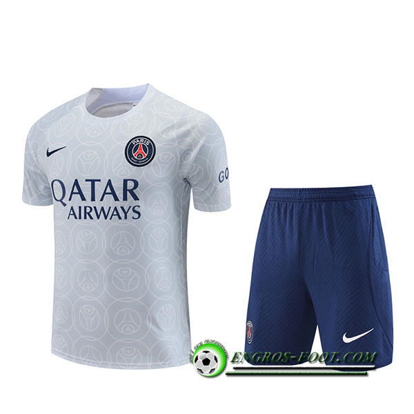 Ensemble Training T-Shirts + Shorts PSG Gris 2022/2023