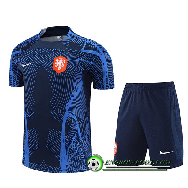 Ensemble Training T-Shirts + Shorts Pays-Bas Bleu Marine 2022/2023