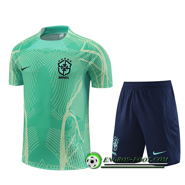 Ensemble Training T-Shirts + Shorts Bresil Vert 2022/2023