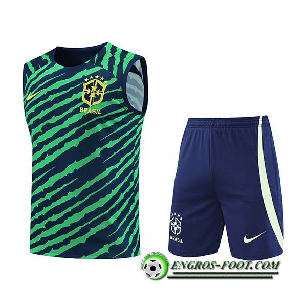 Ensemble Training Debardeur + Shorts Bresil Vert/Bleu 2022/2023