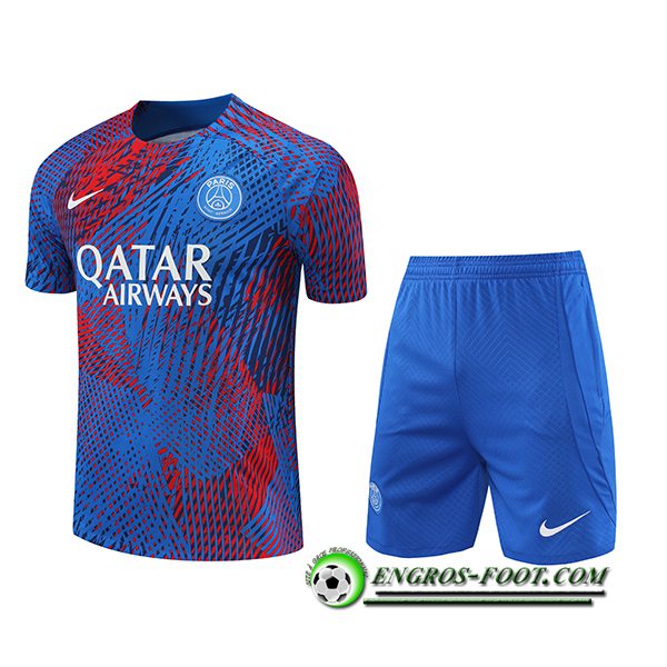 Ensemble Training T-Shirts + Shorts PSG Bleu/Rouge 2022/2023