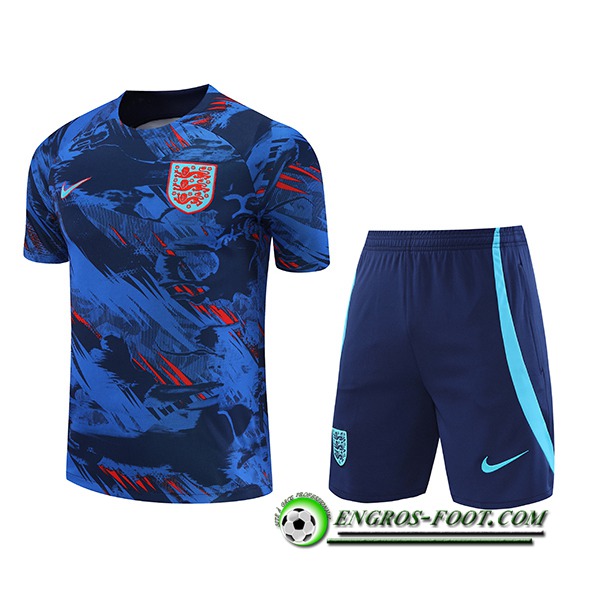 Ensemble Training T-Shirts + Shorts Angleterre Bleu/Rouge 2022/2023