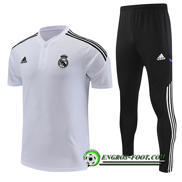 Ensemble Polo Foot Real Madrid Blanc 2022/2023