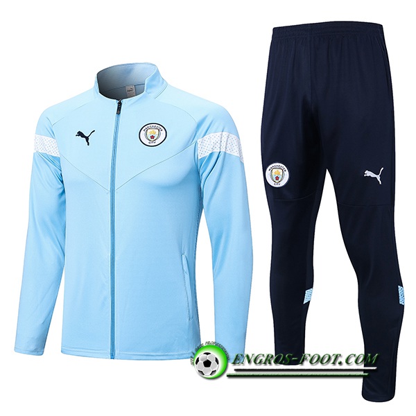 Ensemble Survetement de Foot - Veste Manchester City Bleu Clair 2022/2023