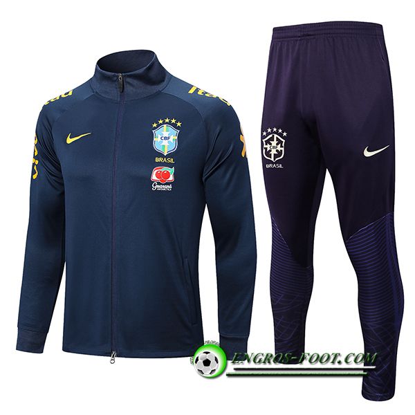 Ensemble Survetement de Foot - Veste Bresil Bleu Marine 2022/2023