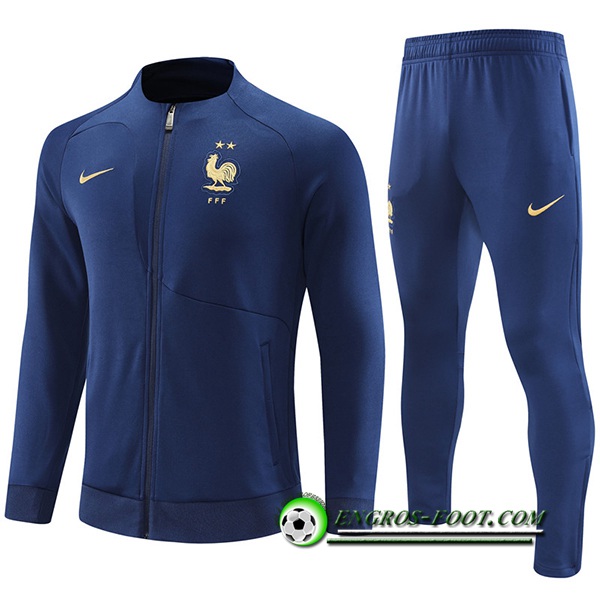 Ensemble Survetement de Foot - Veste France Bleu Marine 2022/2023