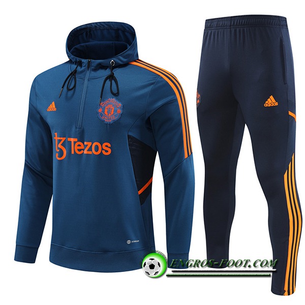 Ensemble Veste A Capuche Coupe-Vent Manchester United Bleu 2022/2023