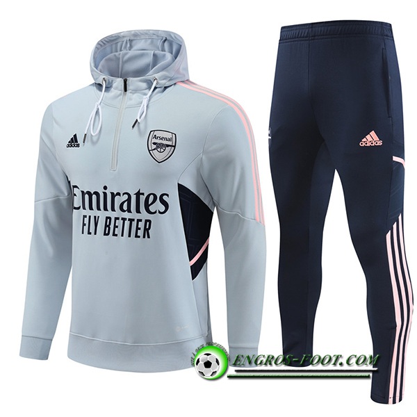 Ensemble Veste A Capuche Coupe-Vent Arsenal Gris Clair 2022/2023