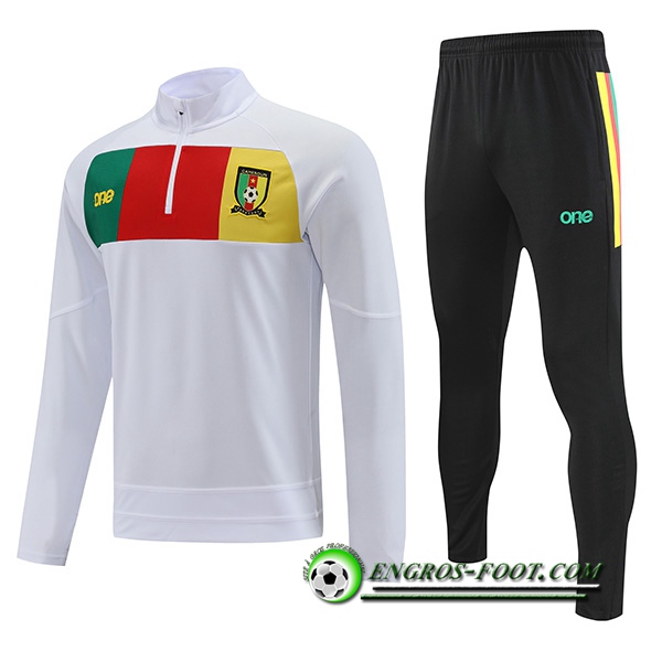 Ensemble Survetement de Foot Cameroun Blanc 2022/2023