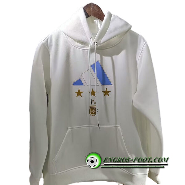 Sweatshirt Training Capuche Argentin 3 Stars (MESSI #10) Blanc 2022/2023