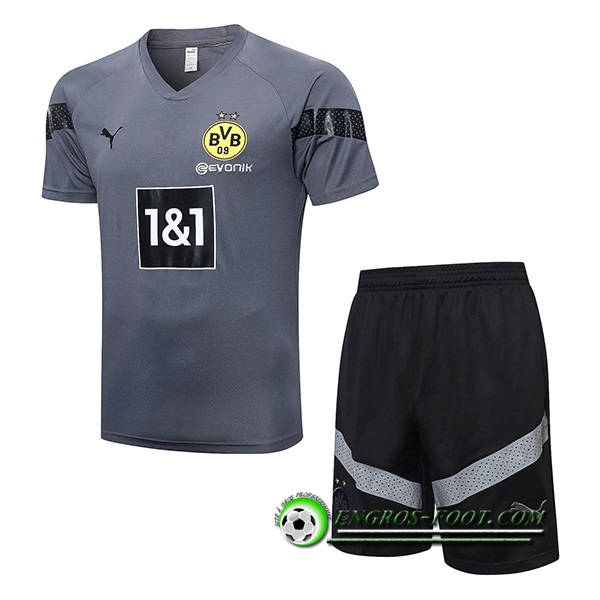 Ensemble Training T-Shirts + Shorts Dortmund Gris 2022/2023