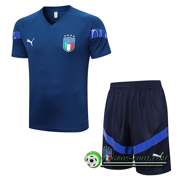 Ensemble Training T-Shirts + Shorts Italie Bleu Marine 2022/2023