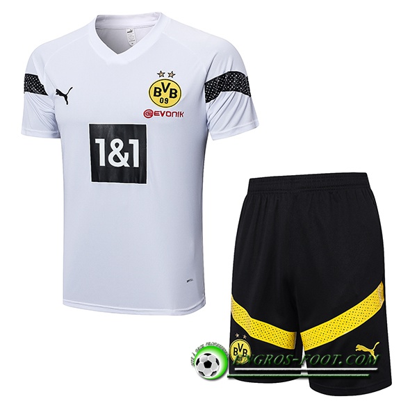 Ensemble Training T-Shirts + Shorts Dortmund Blanc 2022/2023