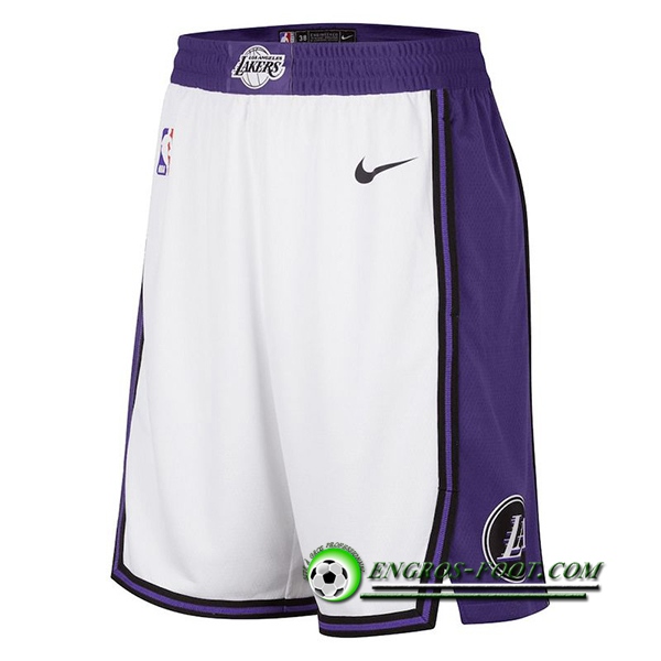 Shorts NBA Los Angeles Lakers Blanc/Pourpre