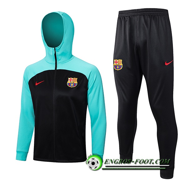 Ensemble Veste A Capuche Coupe-Vent FC Barcelone Noir/Bleu 2022/2023