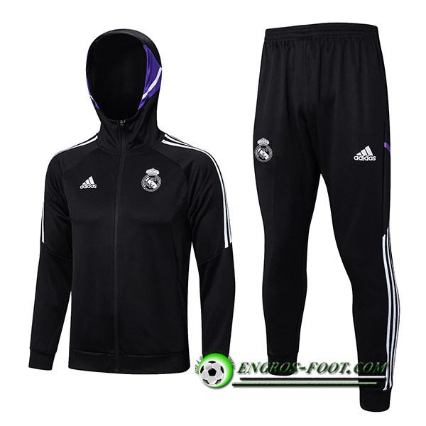 Ensemble Veste A Capuche Coupe-Vent Real Madrid Noir 2022/2023