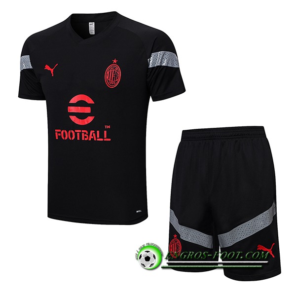 Ensemble Training T-Shirts + Shorts Milan AC Noir 2022/2023