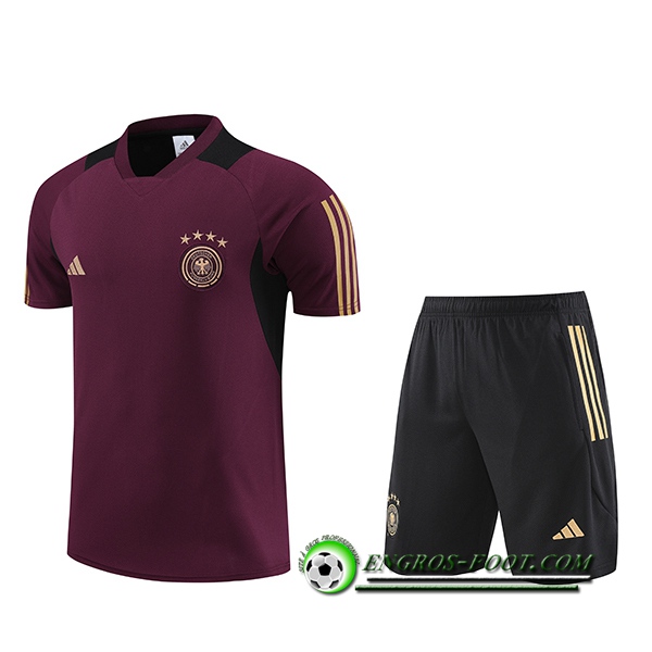 Ensemble Training T-Shirts + Shorts Allemagne Rouge Foncé 2023/2024