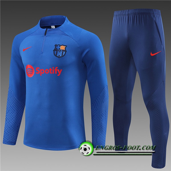 Ensemble Survetement de Foot FC Barcelone Enfant Bleu 2023/2024