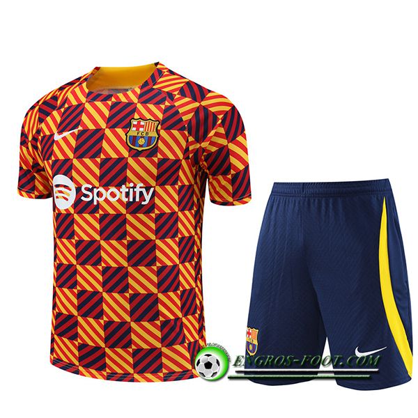 Ensemble Training T-Shirts + Shorts FC Barcelone Jaune 2023/2024