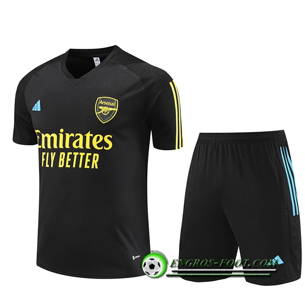 Ensemble Training T-Shirts + Shorts Arsenal Noir 2023/2024