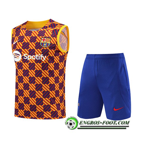 Ensemble Training Debardeur + Shorts FC Barcelone Jaune 2023/2024