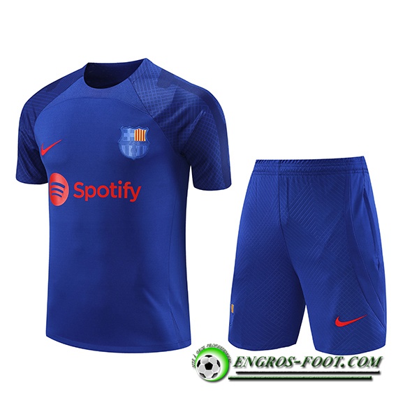 Ensemble Training T-Shirts + Shorts FC Barcelone Bleu Marine 2023/2024