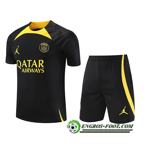 Ensemble Training T-Shirts + Shorts PSG Jordan Noir 2023/2024