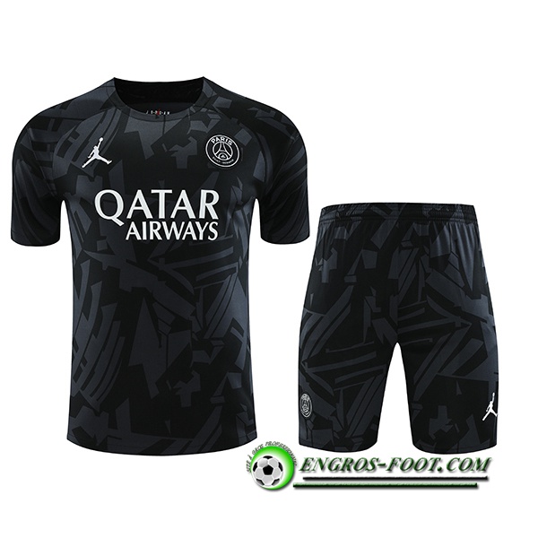 Ensemble Training T-Shirts + Shorts PSG Jordan Noir 2023/2024