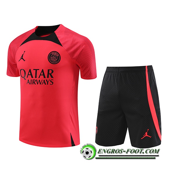 Ensemble Training T-Shirts + Shorts PSG Jordan Rouge 2023/2024