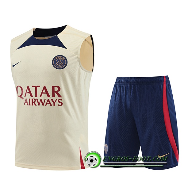 Ensemble Training Debardeur + Shorts PSG Jaune 2023/2024