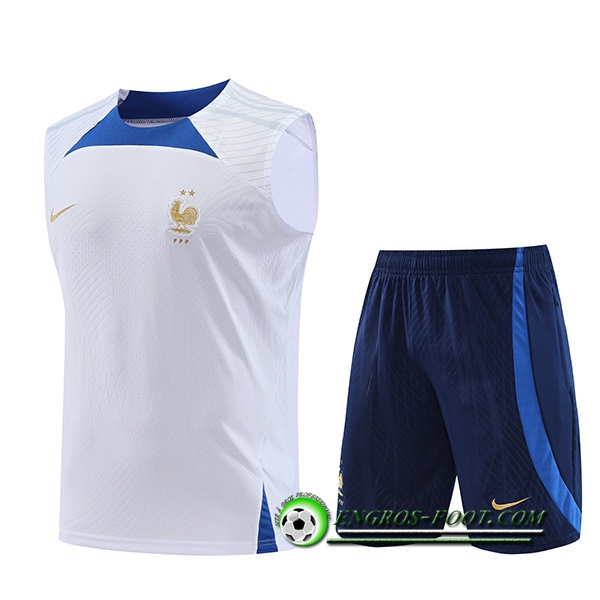 Ensemble Training Debardeur + Shorts France Blanc 2023/2024