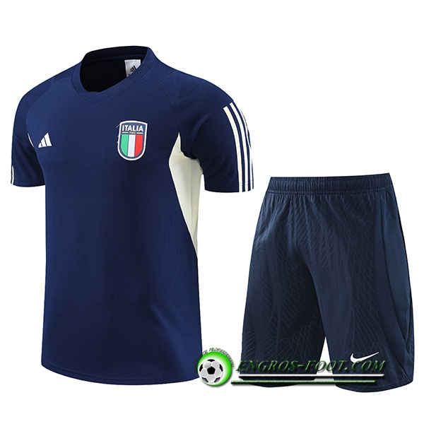 Ensemble Training T-Shirts + Shorts Italie Bleu Marine 2023/2024