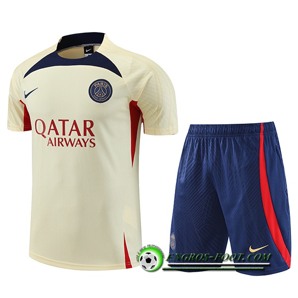 Ensemble Training T-Shirts + Shorts PSG Jaune 2023/2024