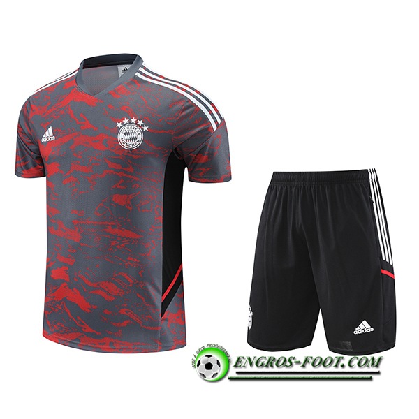 Ensemble Training T-Shirts + Shorts Bayern Munich Rouge/Gris 2023/2024