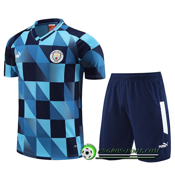 Ensemble Training T-Shirts + Shorts Manchester City Bleu Clair 2023/2024