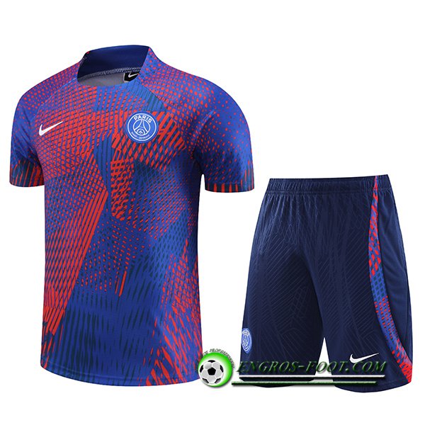 Ensemble Training T-Shirts + Shorts PSG Rouge/Bleu 2023/2024