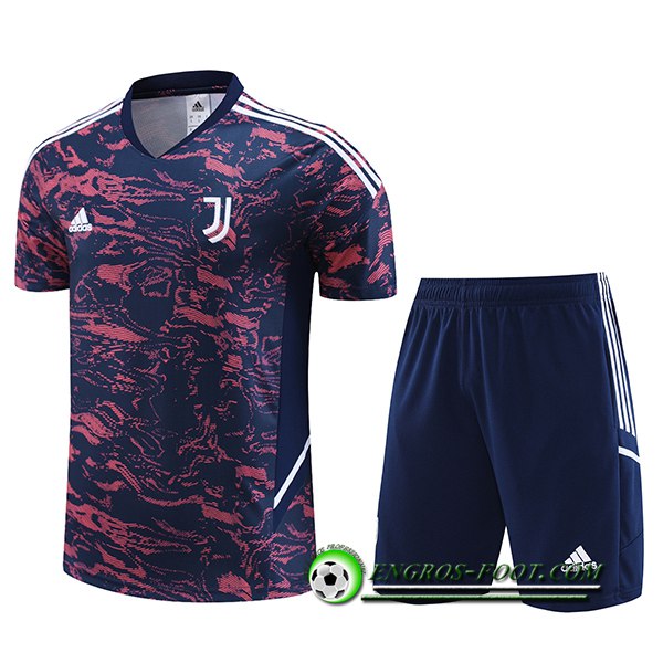 Ensemble Training T-Shirts + Shorts Juventus Rouge/Bleu 2023/2024