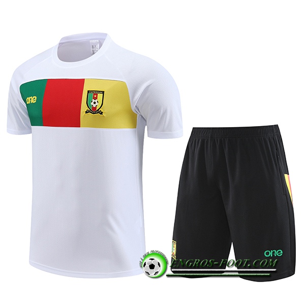 Ensemble Training T-Shirts + Shorts Cameroun Blanc 2023/2024