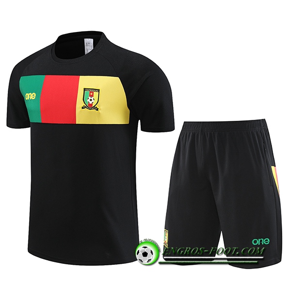 Ensemble Training T-Shirts + Shorts Cameroun Noir 2023/2024
