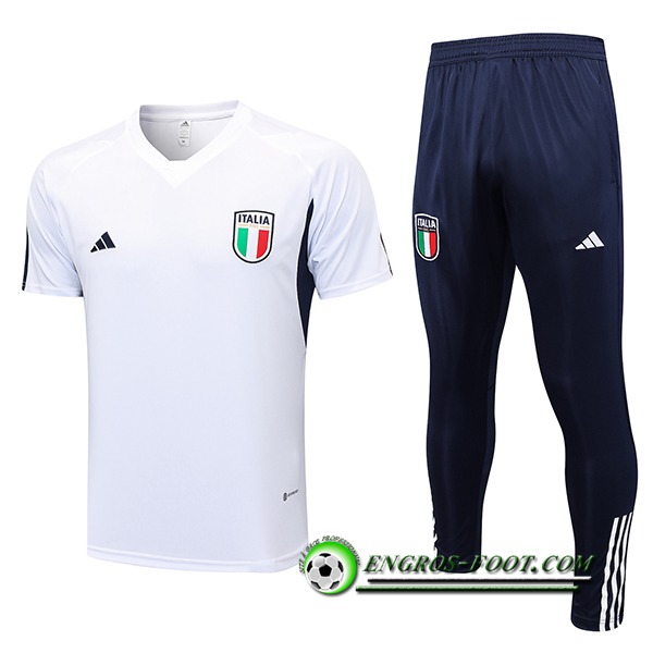 Ensemble Training T-Shirts + Pantalon Italie Blanc 2023/2024