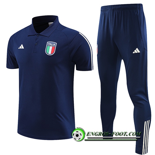 Ensemble Polo Foot Italie Bleu Marine 2023/2024