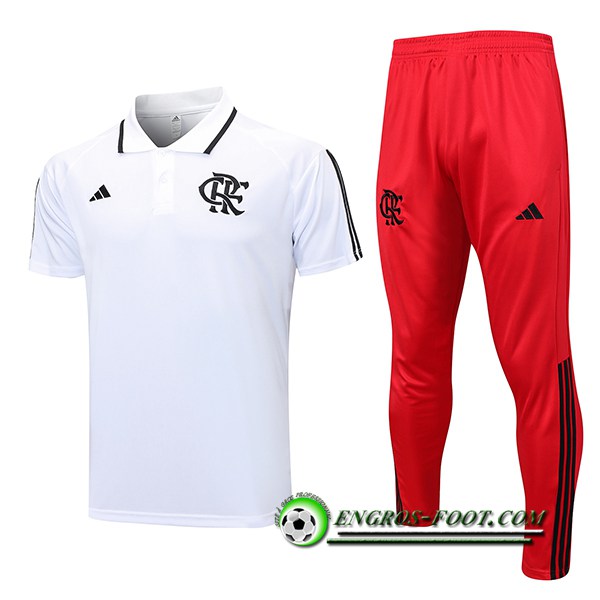 Ensemble Polo Foot Flamengo Blanc 2023/2024
