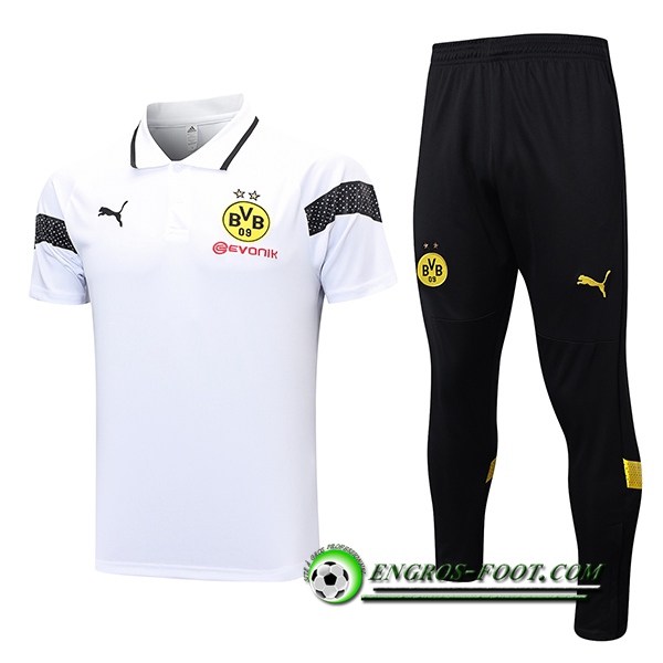 Ensemble Polo Foot Dortmund Blanc 2023/2024