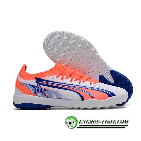 Puma Chaussures de Foot Ultra Ultimate TF Blanc/Rouge/Orange/Bleu