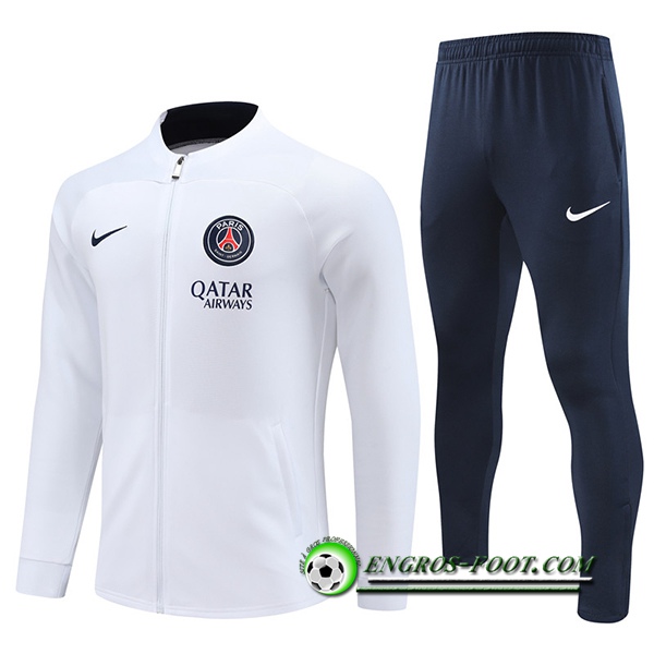 Ensemble Survetement de Foot - Veste PSG Blanc 2022/2023