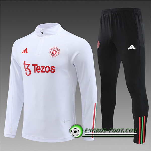 Ensemble Survetement de Foot Manchester United Enfant Blanc 2023/2024