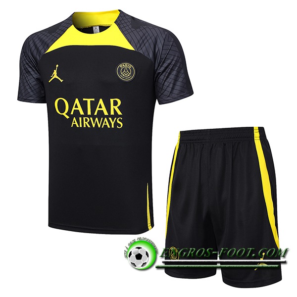 Ensemble Training T-Shirts + Shorts PSG Noir 2023/2024